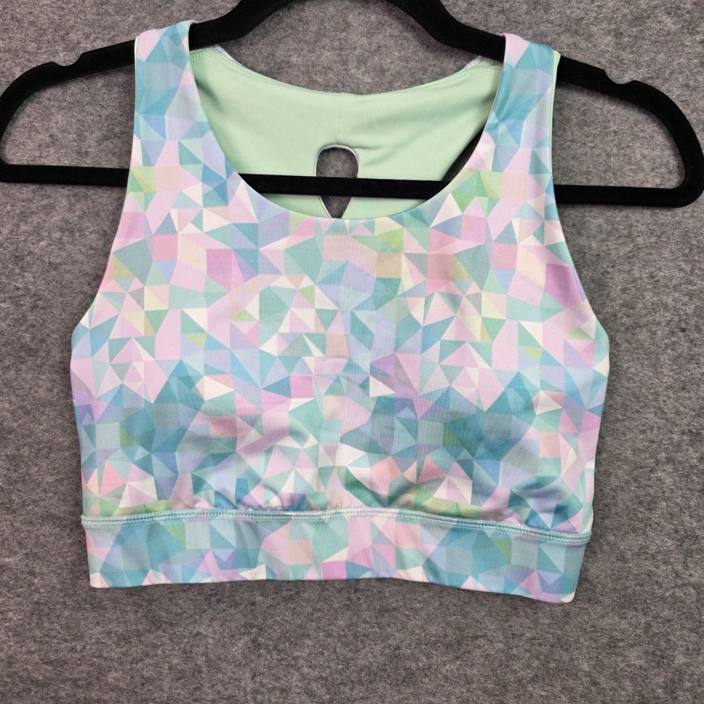 MTA Sport Womens Geometric Mosaic Sports Bra Pastel Medium Impact Small NWT